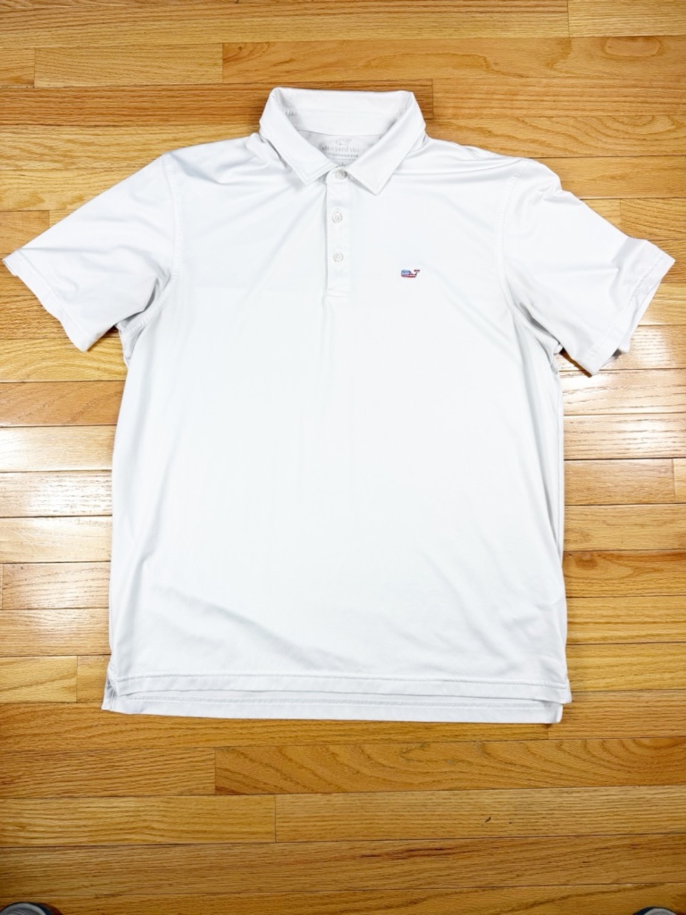Vineyard Vines White Short-Sleeve Performance Polo Golf Shirt American Flag Logo